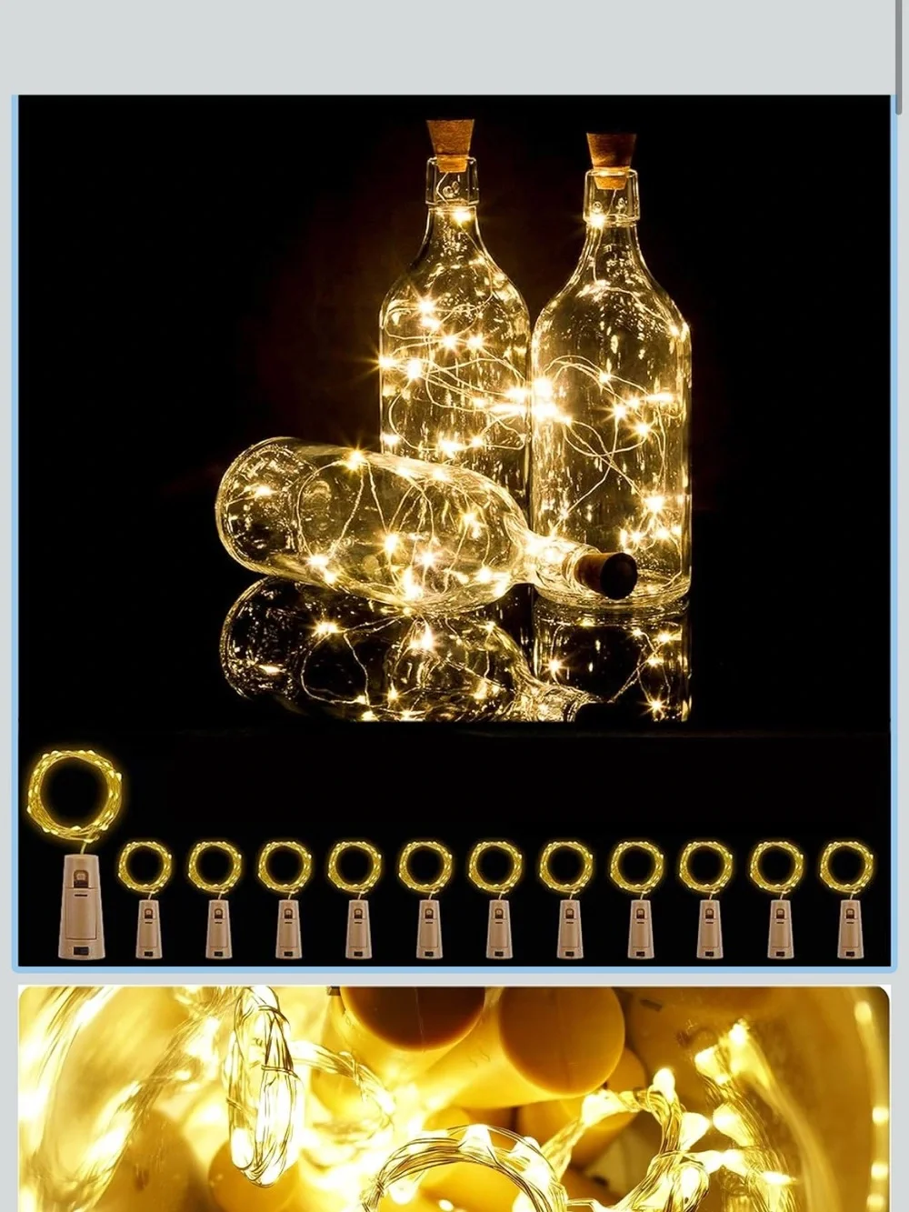 Warm White Bottle Fairy Lights with Cork Stopper - Unbranded